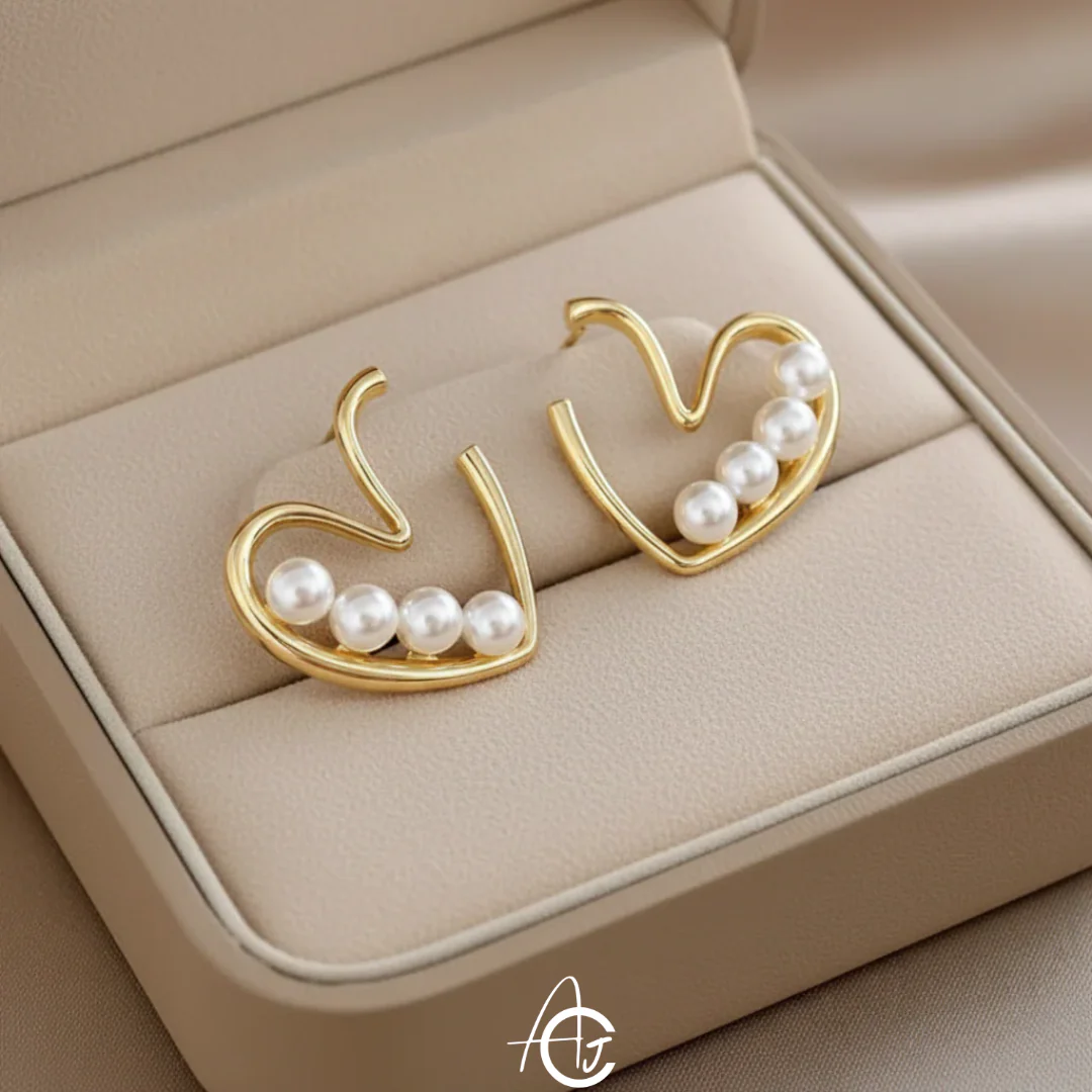 Pearl Heart Earrings - Image 5