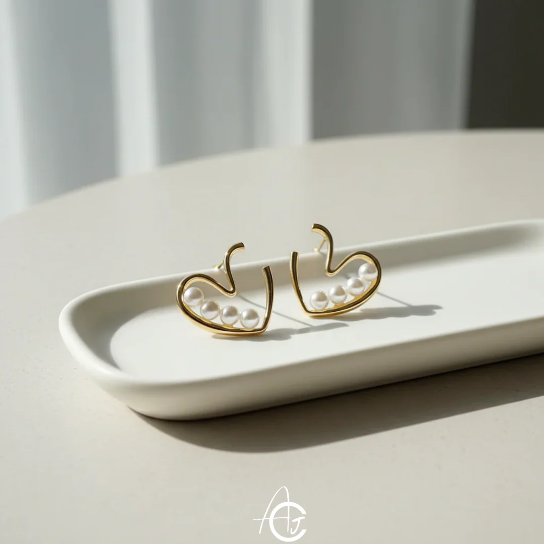 Pearl Heart Earrings - Image 6
