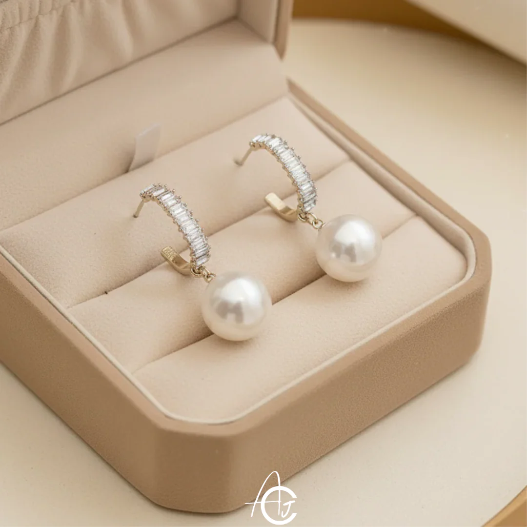 Pretty Pearl Crystal Earrings - Image 3