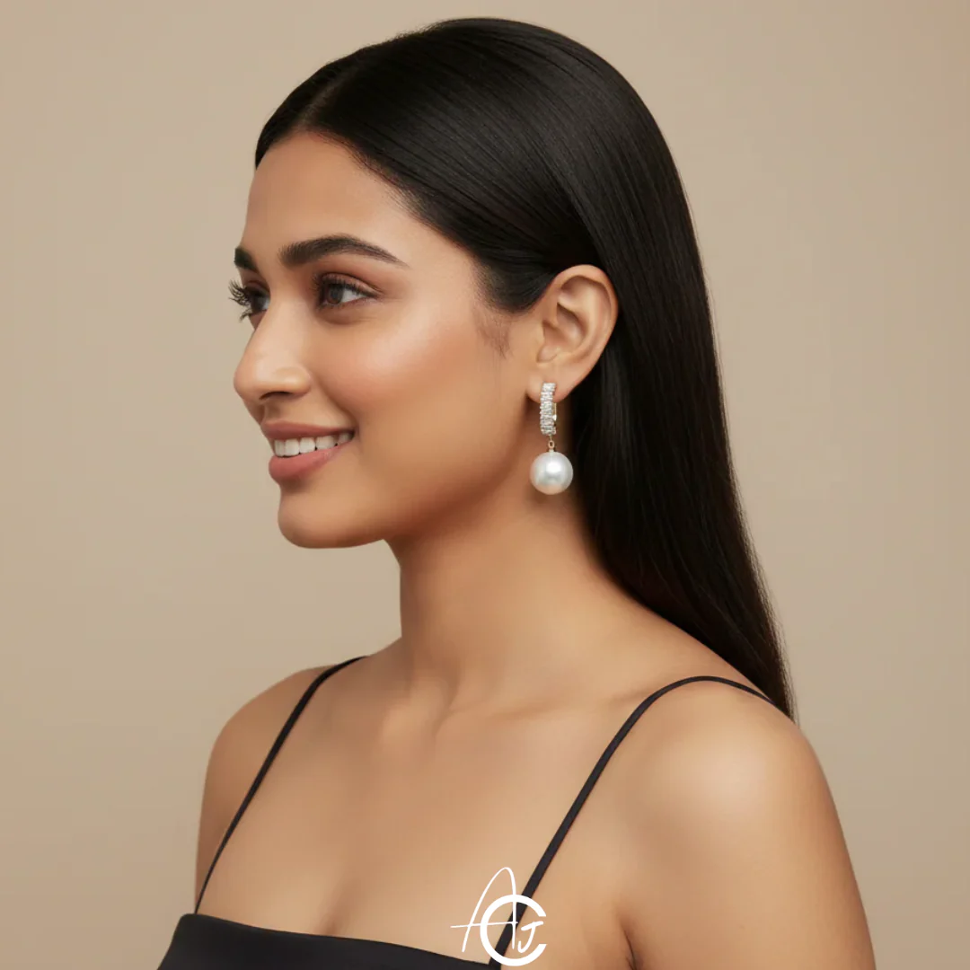 Pretty Pearl Crystal Earrings - Image 4