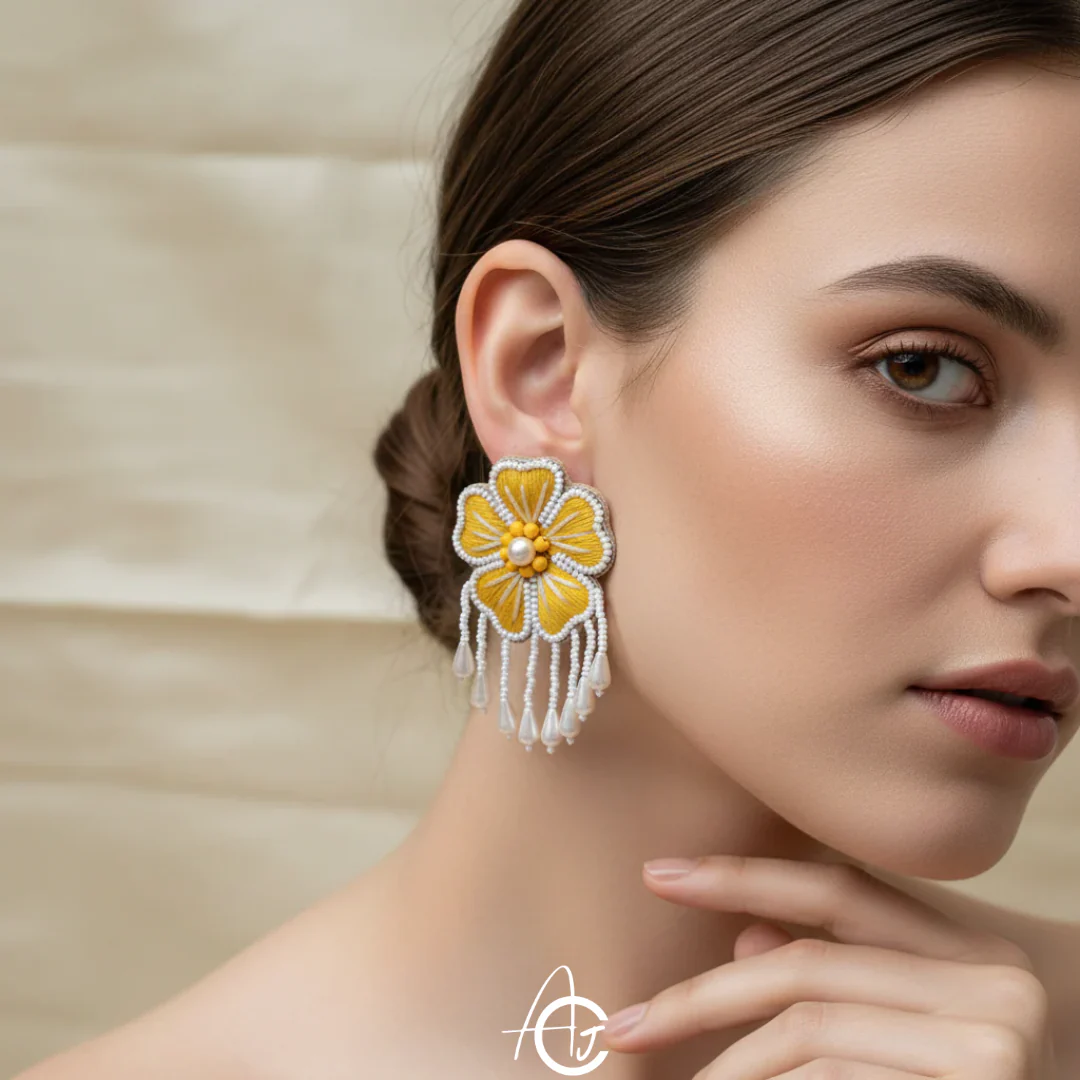 Embroidered Necklace Set, Haldi Jewellery : Handmade - Image 5