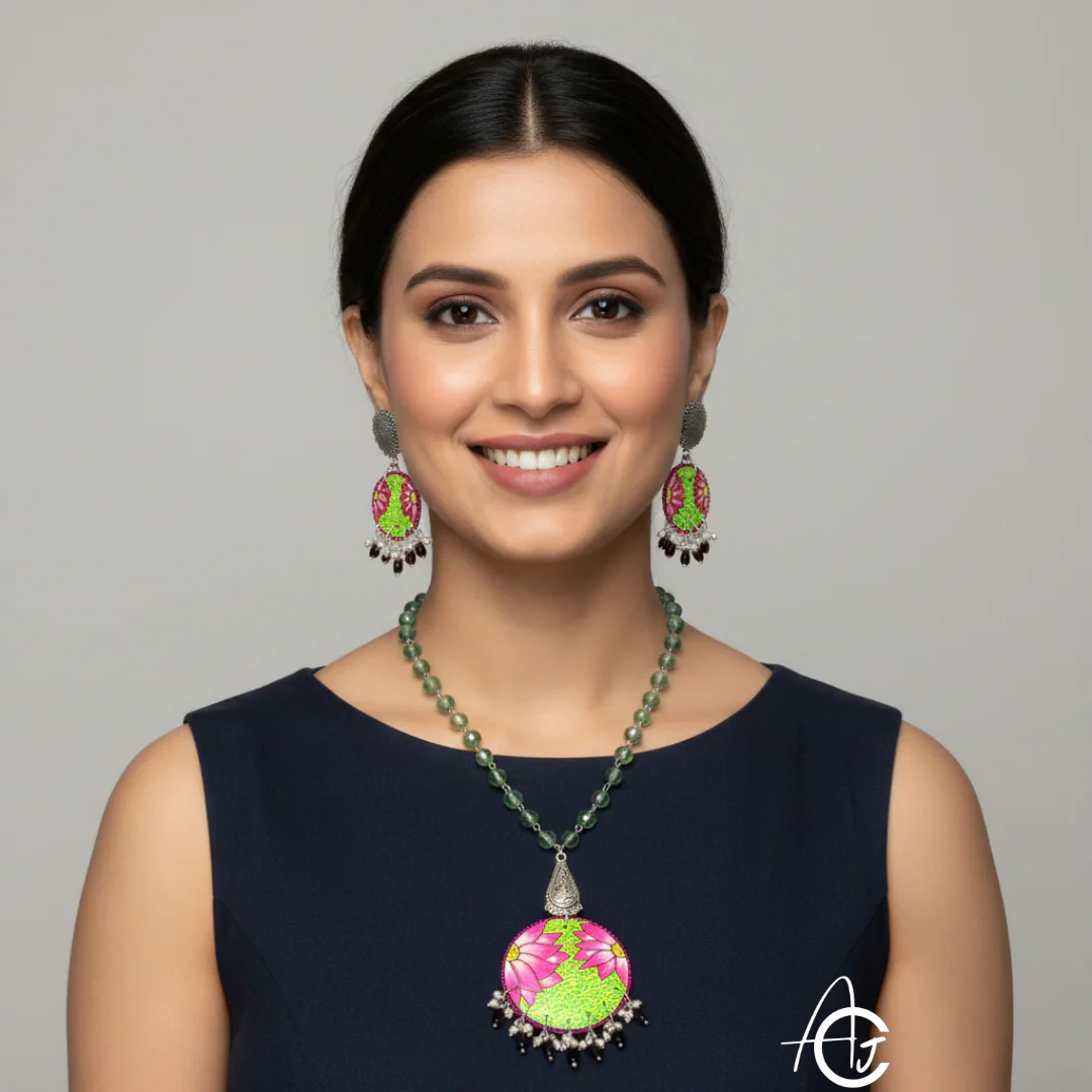 Statement Necklace Set, Handpainted : Handmade - Image 3