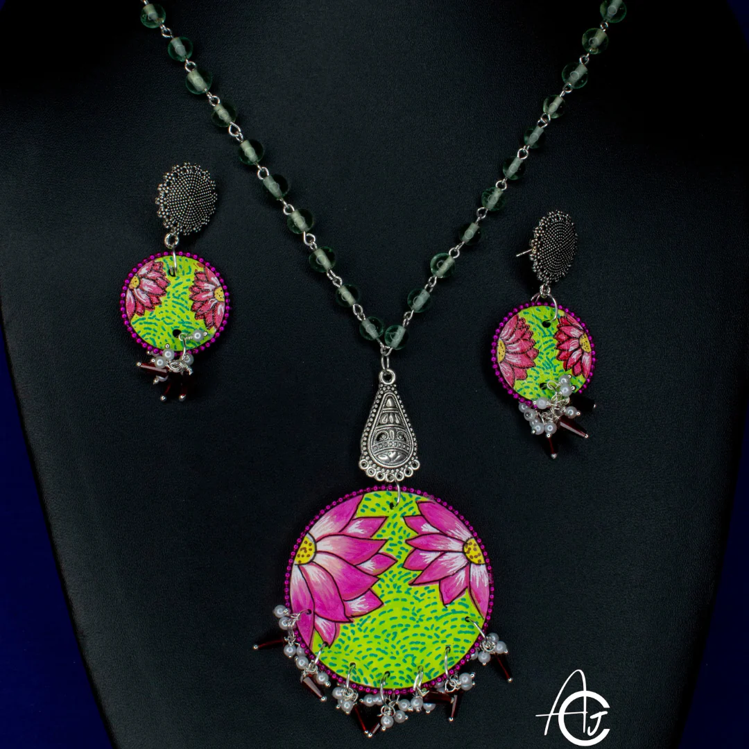 Statement Necklace Set, Handpainted : Handmade - Image 4