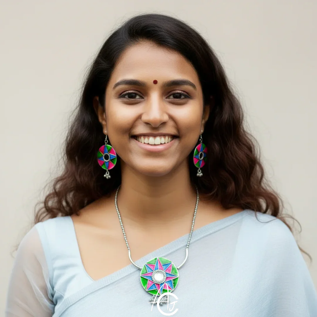 Statement  Necklace Set, Handpainted : Handmade - Image 3