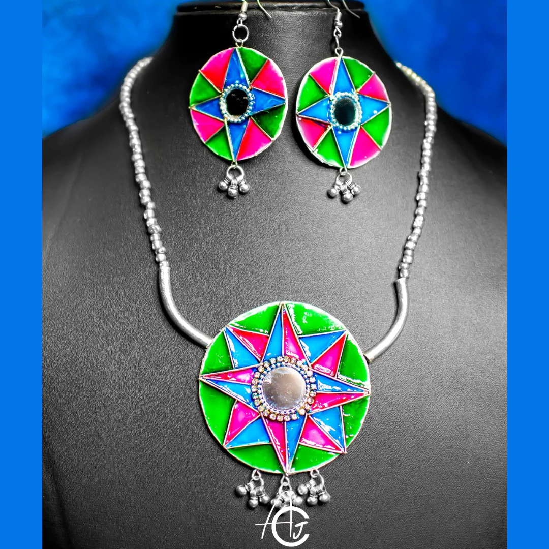 Statement  Necklace Set, Handpainted : Handmade - Image 5