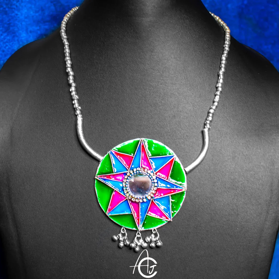 Statement  Necklace Set, Handpainted : Handmade - Image 6