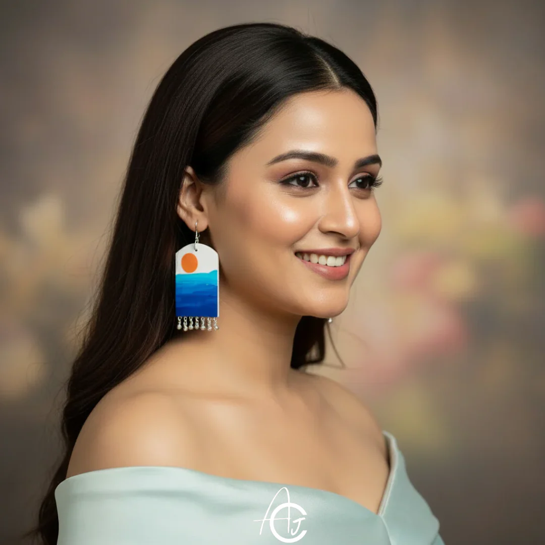 Satement Earrings, Handpainted : Handmade - Image 3