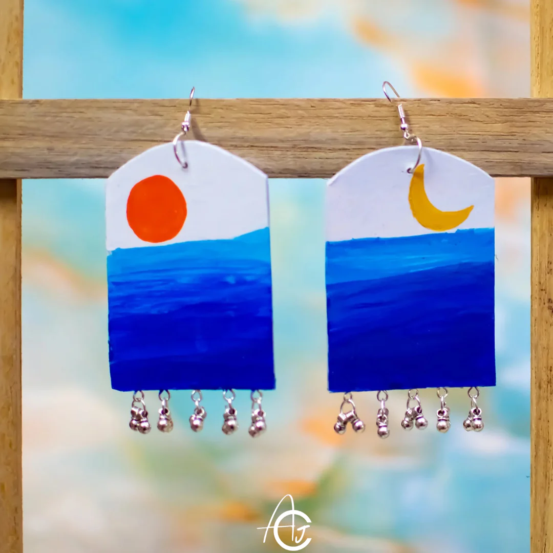 Satement Earrings, Handpainted : Handmade - Image 4