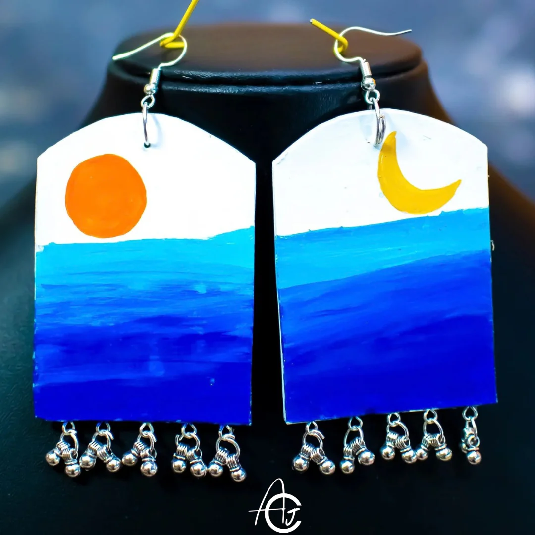 Satement Earrings, Handpainted : Handmade - Image 5